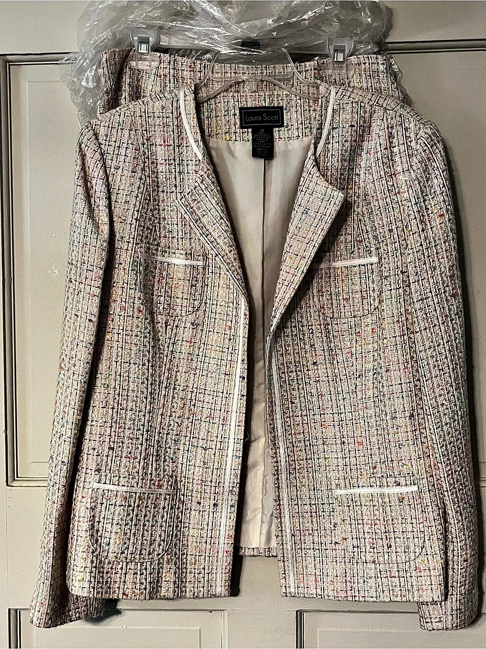 Vintage Laura Scott Tweed Skirt Suit Jacket Sz 18 Skirt Sz 14 Y2K grandmacore